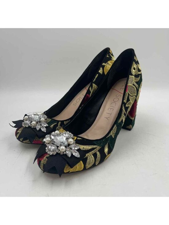 Sole Society Shoes - Sole Society Women's Shoe Size 7.5 Black Embroidered Heels